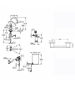 Набор Grohe смеситель для кухни с бойлером Red Duo 30083001 M-size + полотенцедержатель Selection Cube 40807000