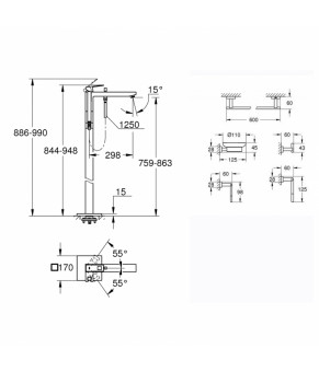 Комплект Grohe смеситель для ванны Eurocube 23672001 + набор аксессуаров Essentials Cube 40758001