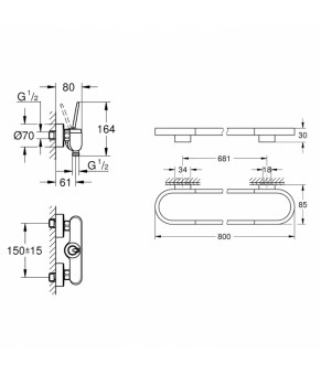 Набор Grohe смеситель для душа Eurodisc Joy 23430LS0 + полотенцедержатель Selection 41058000