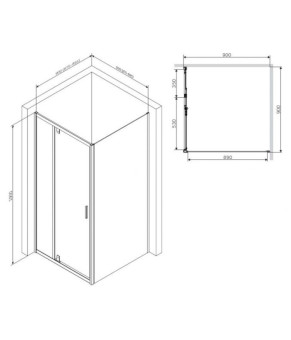 Душевое ограждение Square Pivot 90x90 см, без поддона AM.PM Gem W90UG-404-090BT