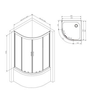 Душевой уголок Deep 1/4 Round 90x90 см, без поддона AM.PM Gem W90UG-401A090MT