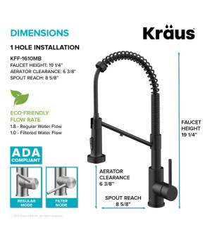 Змішувач кухонний на дві води Kraus KFF-1610MB
