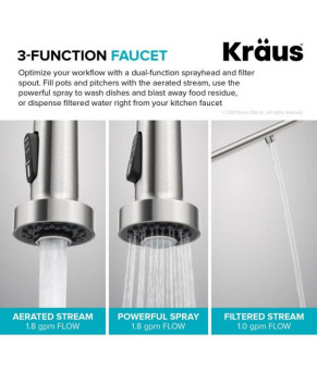 Кухонный смеситель 2в1 (на 2 воды) Kraus KFF-1610SFS