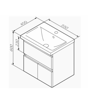Тумба с раковиной подвесная 55 см AM.PM X-Joy M85-FHX0553-WC0553WG38