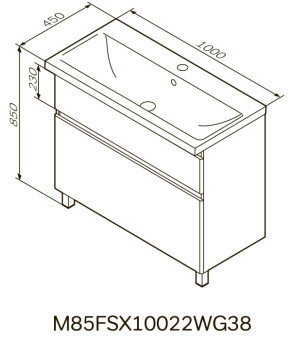 Тумба з раковиною підлогова права 100 см AM.PM X-Joy M85-FSR10036-WC10036WG38