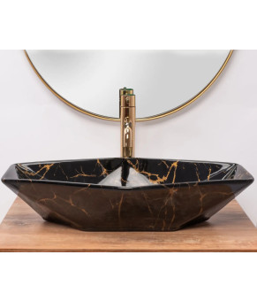 Раковина Rea Vegas Black Marble Shiny REA-U5603