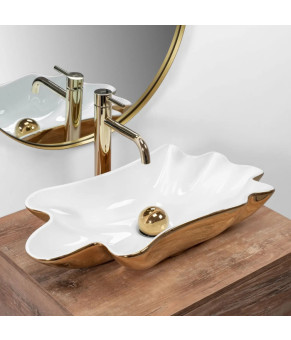 Раковина Rea Infinity white/gold REA-U3400