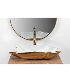 Раковина Rea Infinity white/gold REA-U3400