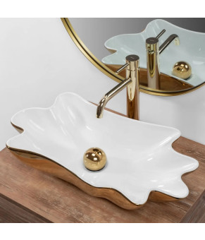Раковина Rea Infinity white/gold REA-U3400