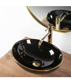 Раковина Rea Sofia black Gold edge REA-U3695