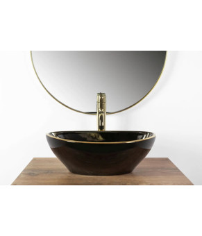 Раковина Rea Sofia black Gold edge REA-U3695