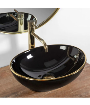 Раковина Rea Sofia black Gold edge REA-U3695