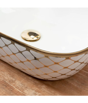 Раковина Rea Belinda diamond white/gold REA-U8471