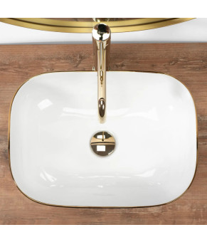 Раковина Rea Belinda wave white/gold REA-U8472