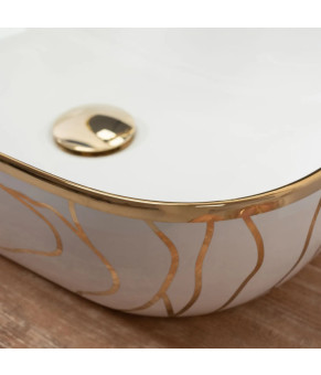 Раковина Rea Belinda wave white/gold REA-U8472