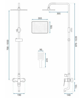 Душевая система Rea Hass gold REA-B9972