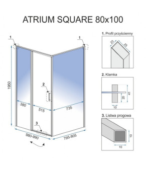 Душевая кабина Rea Atrium Square REA-K8002