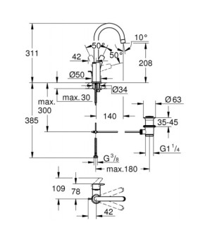 Смеситель для раковины Grohe Eurocube New L-Size 23537003