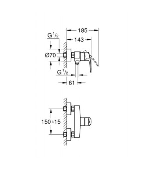 Смеситель для душа Grohe Eurocube New 33555003