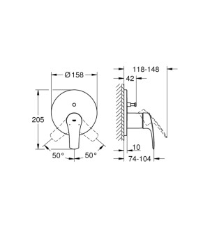 Внешняя часть смесителя для душа Grohe Eurocube New 24043003 на два потребителя