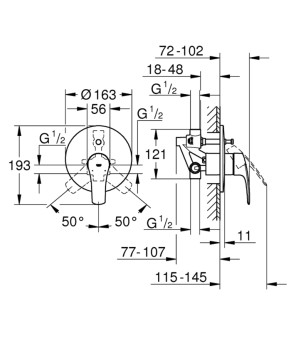 Смеситель скрытого монтажа для душа Grohe Eurosmart New 33305003 на два потребителя
