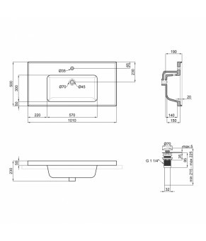 Раковина Qtap Albatross A 1000х500х230 White с донным клапаном QT01115100AW