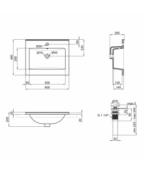 Раковина Qtap Albatross E49 600х490х200 White с донным клапаном QT01119060E49W