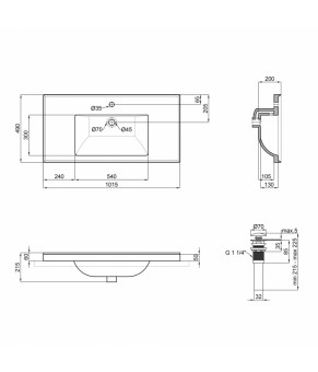 Раковина Qtap Albatross 5C 1000х480х210 White с донным клапаном QT01115100CW