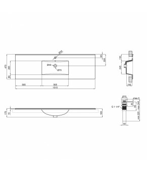 Раковина Qtap Albatross E 1500х460х180 White с донным клапаном QT01119150EW