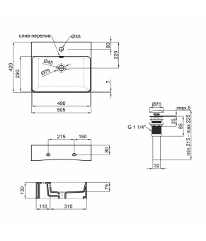 Раковина Qtap Nando C 500х420х125 White с донным клапаном QT12117050CW