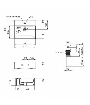 Раковина Qtap Nando K 410х355х125 White с донным клапаном QT12117041KW