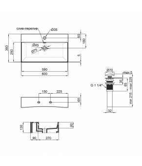 Раковина Qtap Nando K 600х355х125 White с донным клапаном QT12117060KW