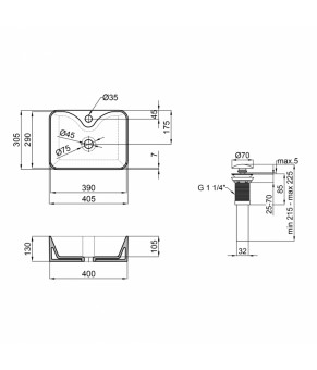 Раковина-чаша Qtap Crow 400х300х140 White с донным клапаном QT05117040JW
