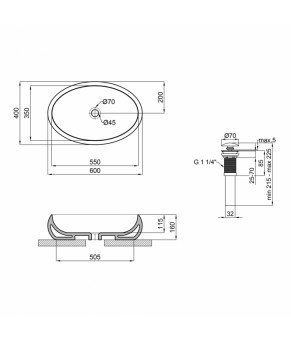 Раковина-чаша Qtap Leo 600х400х155 White с донным клапаном QT11117060GW