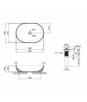 Раковина-чаша Qtap Cardinal 600х400х145 White с донным клапаном QT04117060IW