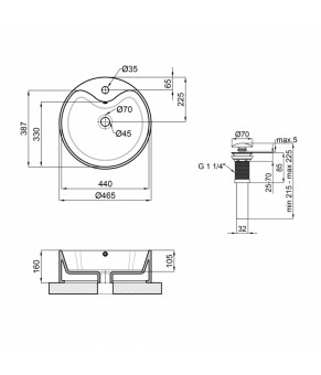 Раковина-чаша Qtap Scorpio 460х460х155 White с донным клапаном QT14117046LW