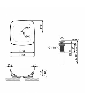 Раковина-чаша Qtap Kolibri 400х400х140 White с донным клапаном QT10117040TW