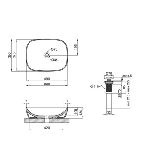 Раковина-чаша Qtap Cardinal 500х380х140 White с донным клапаном QT04117050TW