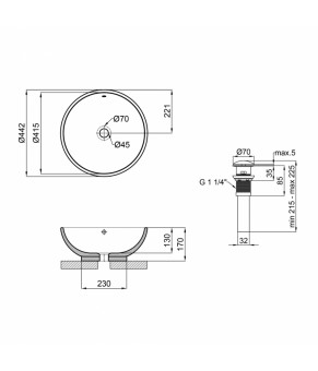 Раковина-чаша Qtap Amazon 430х430х160 White с донным клапаном QT02117043NW