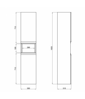 Пенал подвесной Qtap Robin 350х1650х316 White/Whitish oak QT1376PN1651LWWO