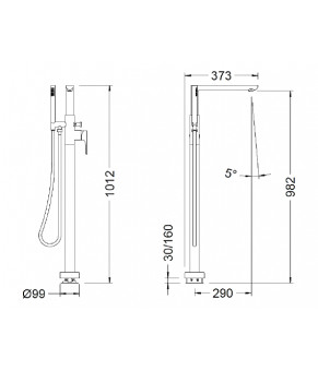 Смеситель для ванны напольный GENEBRE KORAL (64119324566)