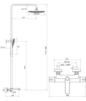 Душевая штанга Ravak Termo 300 TE 092.01/150 X070163