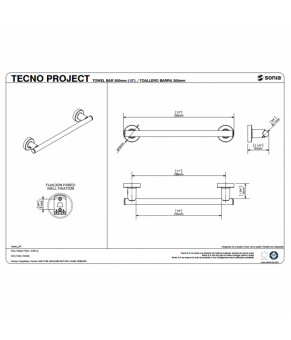 Держатель полотенец 300 мм Sonia Tecno Project 116799