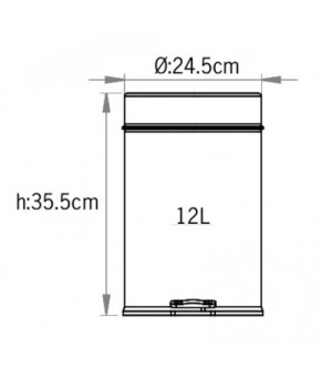 Корзина металлическая с педалью белая 12л EFORMETAL 815B