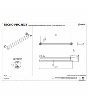  Держатель полотенец двойной 600мм SONIA TECNO PROJECT 118021