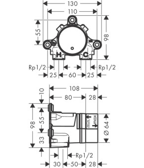 Скрытая часть смесителя Axor One 13625180