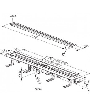 Душевой канал Ravak Zebra 850 X01434