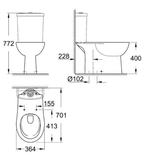 Чаша унитаза Grohe Bau Ceramic Rimless 39429000