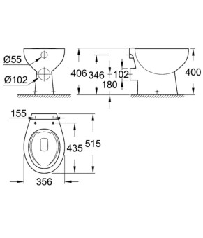 Чаша унітазу Grohe Bau Ceramic Rimless 39430000