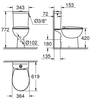 Унитаз-компакт Grohe Bau Ceramic 39347000